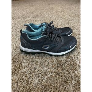 Skechers Sketch-Air Women Size 10‎ Gray w Blue Athletic Shoes 11848
